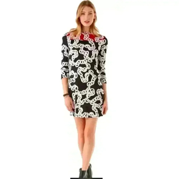DVF Diane von Furstenberg Ruri Chain Print Dress Silk Jersey Size 6 - Picture 1 of 12